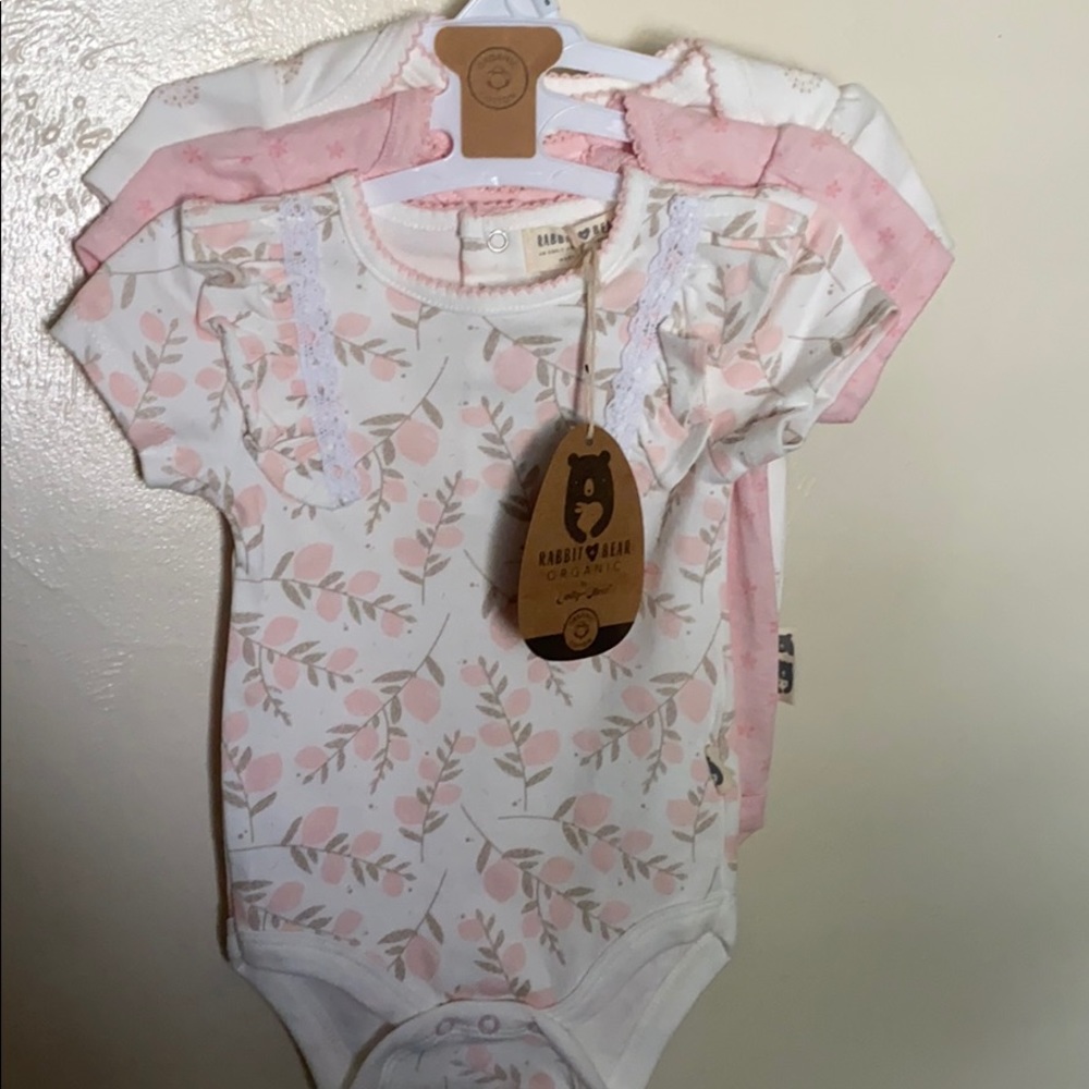 Rabbit & Bear 100% Organic Cotton girls Romper 3PC
